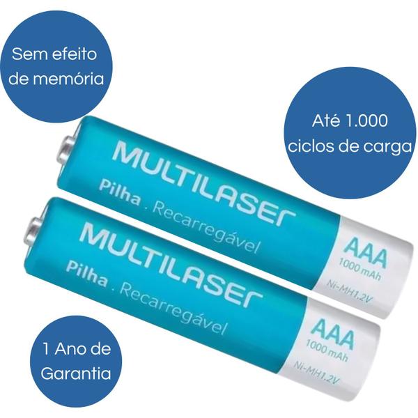 Imagem de Pilhas Recarregáveis AAA 1000 mAh Econômica de Longa Vida Útil para Equipamentos Eletrônicos