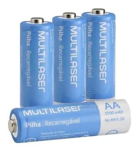 Imagem de Pilhas Recarregáveis Multilaser Aa 2500mah 4 Unidades Cb052