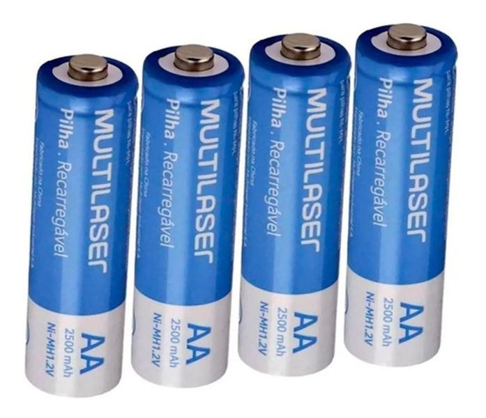 Imagem de Pilhas Recarregáveis Multilaser Aa 2500mah 4 Unidades Cb052