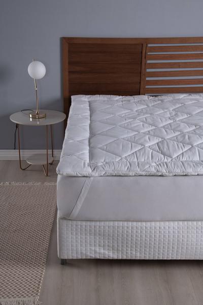 Imagem de PILLOW TOP CAMA 1,88m X 1,28m 100% ALGODÃO PERCAL 200 FIOS ANTIALEGICO COR BRANCA