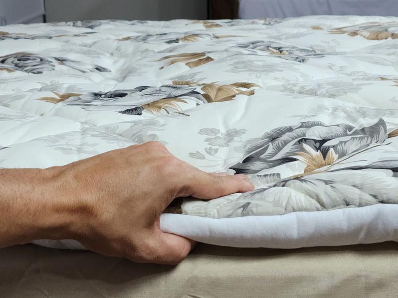 Imagem de Pillow Top Cama Casal Percal Protetor De Colchão Extra Macio Floral