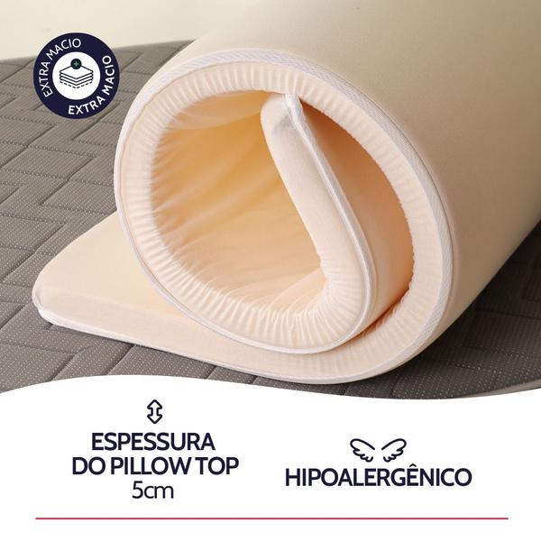 Imagem de Pillow Top Casal Espuma Hiper Soft Hipoalergênico 138x188cm BF Colchões