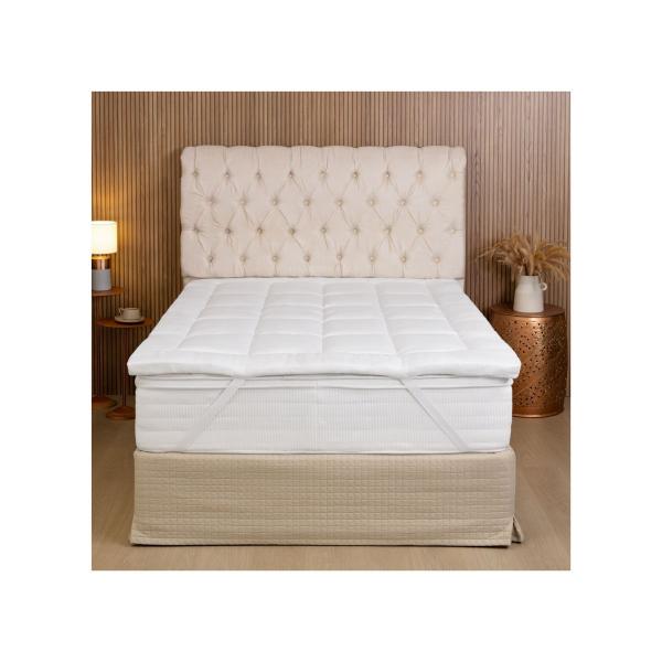 Imagem de Pillow Top Casal King Size Protetor Colchão Box Acolchoado Colchonete Toque Macio 200 Fios