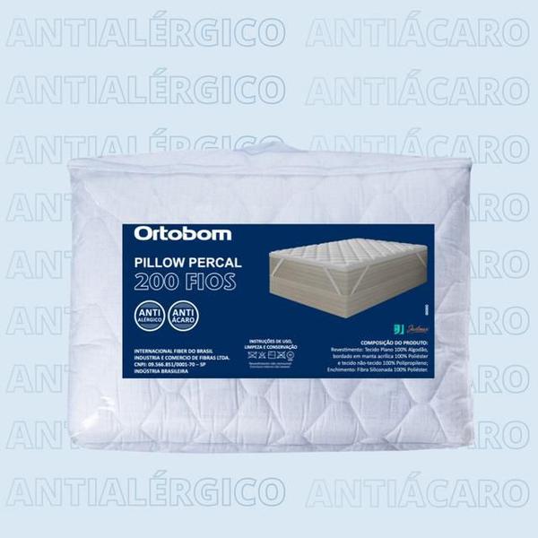 Imagem de Pillow Top Casal Ortobom Percal 200 Fios 138x188x06 c/ Ziper - Deixa seu colchão com aparência de novo e Macio e Confortável