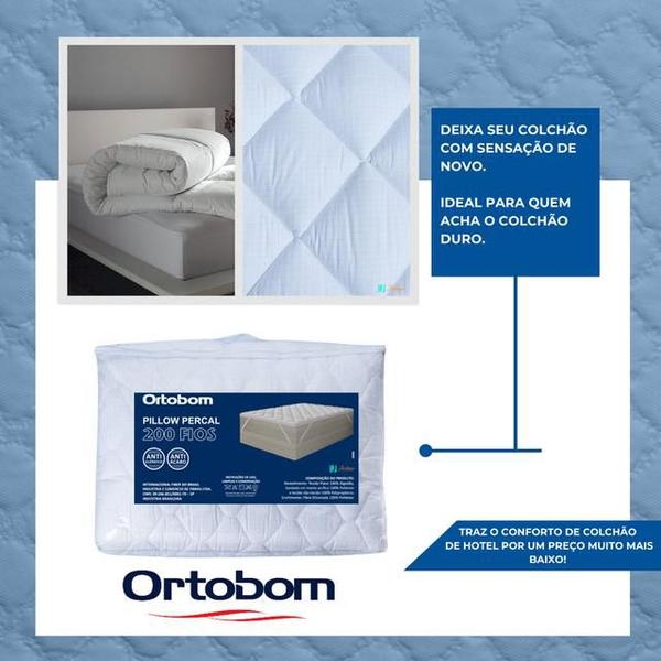 Imagem de Pillow Top Casal Ortobom Percal 200 Fios 138x188x06 - Maior Conforto e Proteção para seu Colchão 