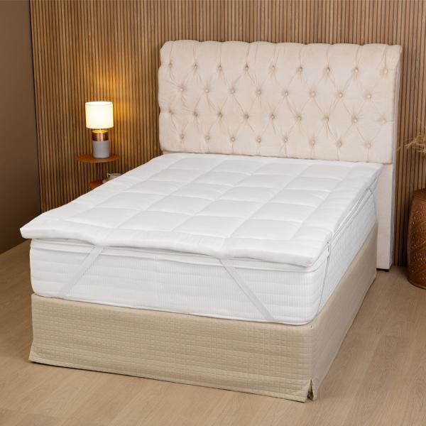 Imagem de Pillow Top Casal Queen Size Protetor Colchão Box Acolchoado Colchonete Toque Macio 200 Fios