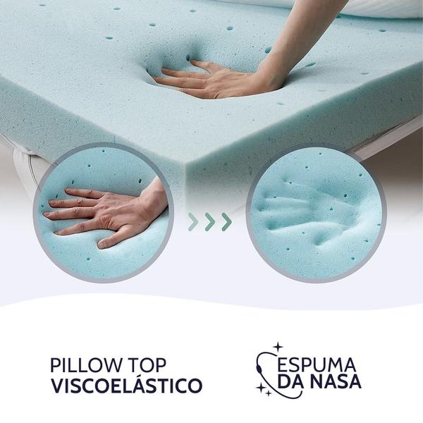 Imagem de Pillow Top Casal Viscoelástico Espuma da NASA 138x188x4cm BF Colchões