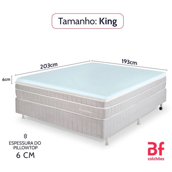 Imagem de Pillow Top King 6cm de Espuma Viscoelástica Gel Sense Macio 193x203cm  Nasa - BF Colchões