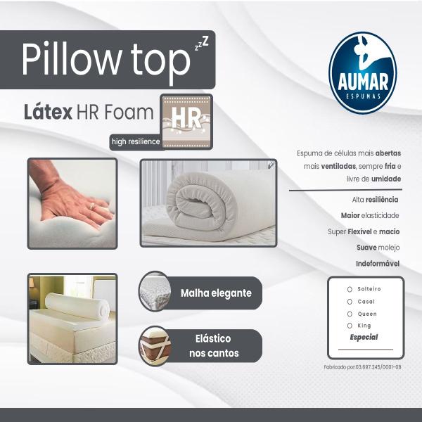 Imagem de Pillow Top Látex HR Foam Solteiro 0,78 X 1,88 X 3 - Aumar