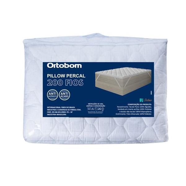 Imagem de Pillow Top Ortobom Percal 200 Fios Casal 138x188x06 c/ Zíper - Prolonga a Vida ùtil do Seu Colchão - Tecido 100% Algodão - Elásticos Laterais