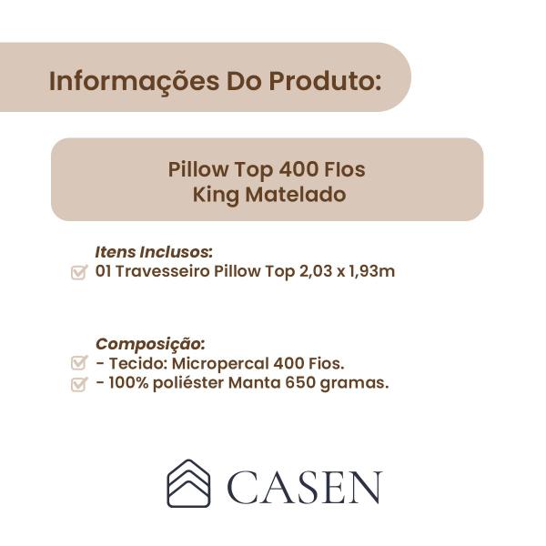 Imagem de Pillow Top Protetor de Colchao Percal 400 Fios Macio King