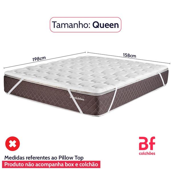 Imagem de Pillow Top Queen de Espuma D20 Percal 180 Fios Algodão Hipoalergênico com Elástico 158x198cm BF Colchões