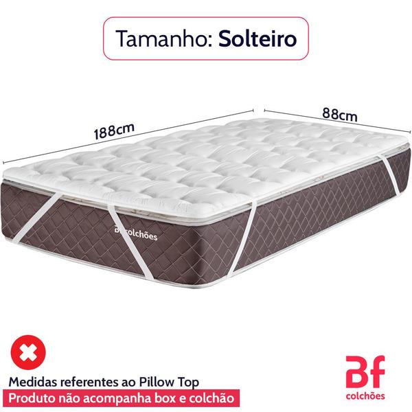 Imagem de Pillow Top Solteiro de Espuma D20 Percal 180 Fios Algodão Hipoalergênico com Elástico 88x188cm BF Colchões