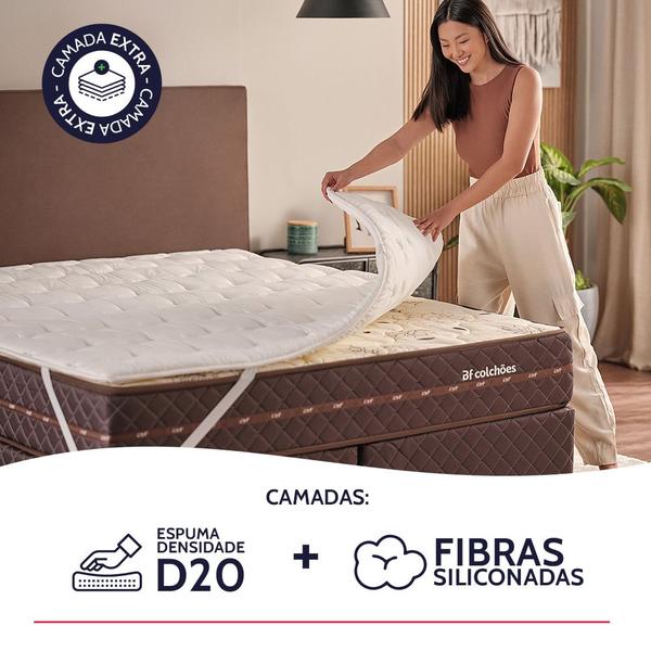 Imagem de Pillow Top Solteiro de Espuma Percal 180 Fios Algodão Hipoalergênico com Elástico 88x188cm - BF Colchões