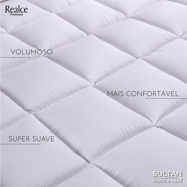 Imagem de Pillow Top Super Macio Casal 138x188cm 600g/m² 4cm Altura Fibra Siliconizada Realce Premium Sultan