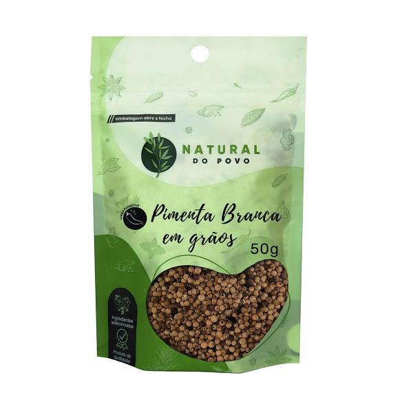Pimenta Branca em Grãos 100% Natural Qualidade Superior Pouch 50g - Natural do Povo Imagem de Pimenta Branca em Grãos 100% Natural Qualidade Superior Pouch 50g