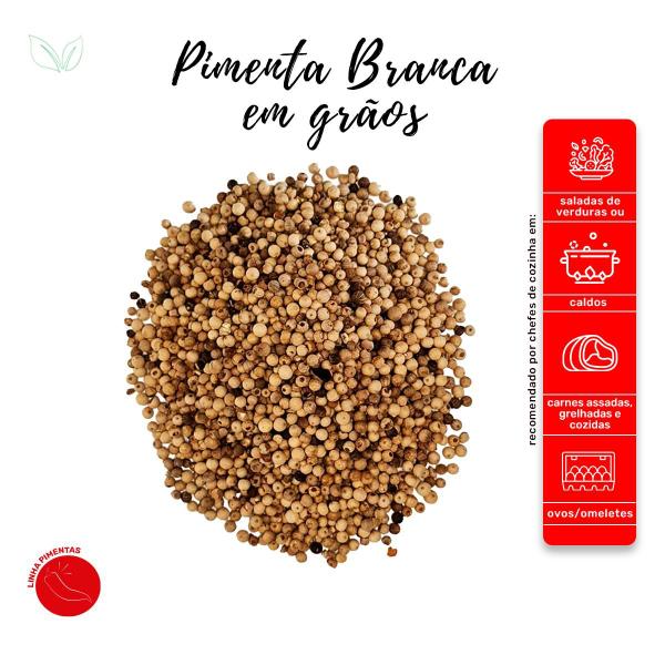 Pimenta Branca em Grãos 100% Natural Qualidade Superior Pouch 50g - Natural do Povo Imagem de Pimenta Branca em Grãos 100% Natural Qualidade Superior Pouch 50g