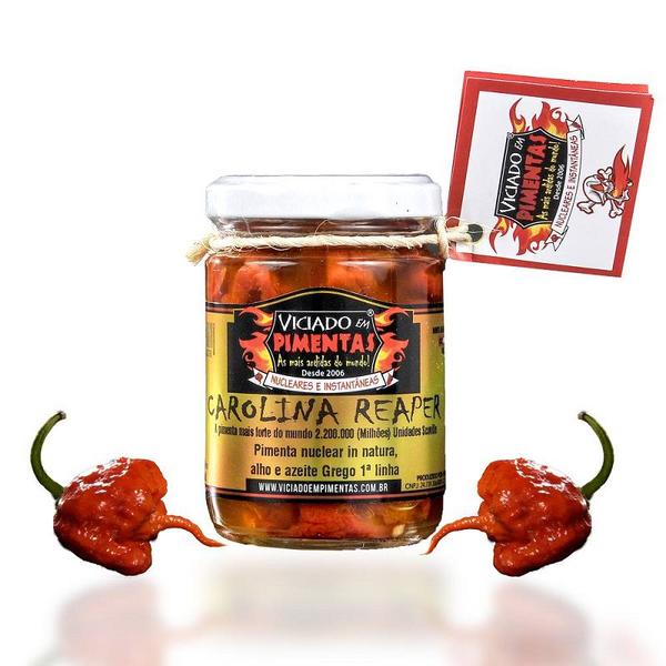 Pimenta Carolina Reaper In Natura Curtida 6 Meses No Azeite - VICIADO EM PIMENTAS Imagem de Pimenta Carolina Reaper In Natura Curtida 6 Meses No Azeite