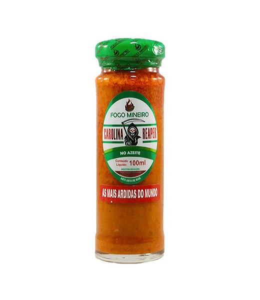 Pimenta Carolina Reaper no Azeite Mais forte do mundo 100ml - Pimenta Fogo Mineiro Imagem de Pimenta Carolina Reaper no Azeite Mais forte do mundo 100ml