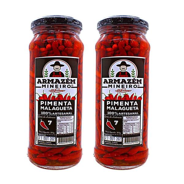 Pimenta malagueta 300g grau de ardência 7 kit 02 und - Armazém Mineiro Imagem de Pimenta malagueta 300g grau de ardência 7 kit 02 und