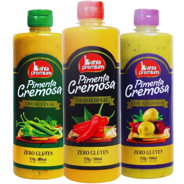 Imagem de Pimenta Molho Picante Cremoso 3 Unidades Sabor Tradicional Picância Intensa 500ml Bahia Premium