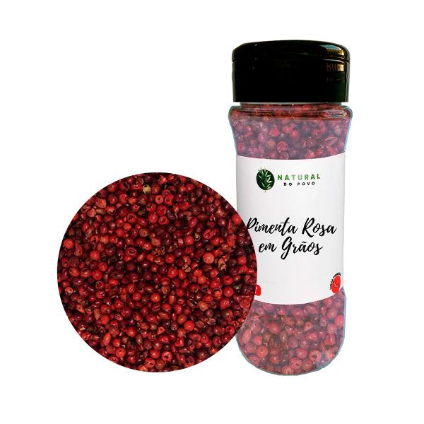 Pimenta Rosa em Grãos Premium Alta Qualidade Pote com Dosador 30g - Natural do Povo Imagem de Pimenta Rosa em Grãos Premium Alta Qualidade Pote com Dosador 30g