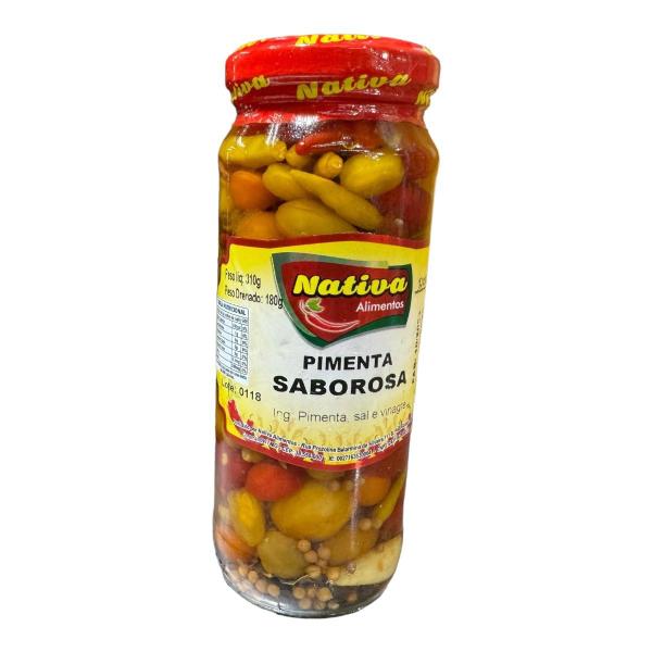 Pimenta Saborosa Nativa em Conserva 180g Imagem de Pimenta Saborosa Nativa em Conserva 180g