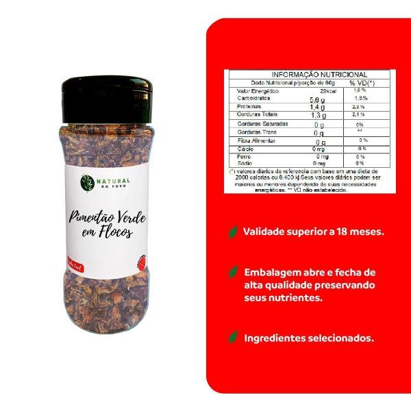 Pimentão Verde Em Flocos Kit 2 Pote Com Dosador + Refil 40G - Natural Do Povo Imagem de Pimentão Verde Em Flocos Kit 2 Pote Com Dosador + Refil 40G