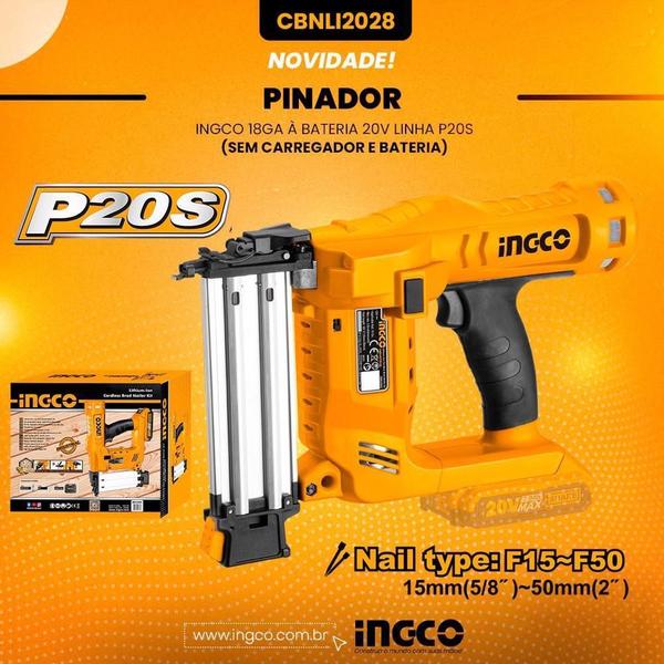 Imagem de Pinador Pneumático 18Ga Modelo F A Bateria 20V Bivolt