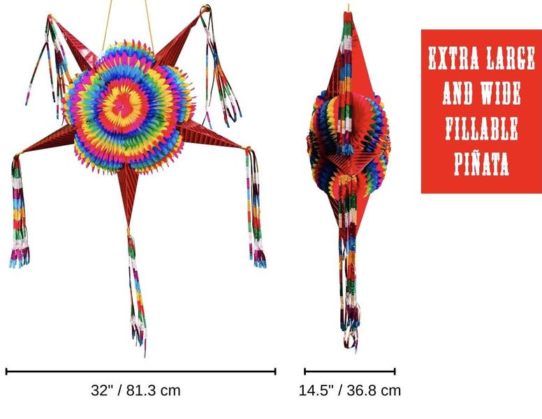 Imagem de Piñata TexMex Fun Stuff Mexican Star com cones vermelhos de 32 polegadas