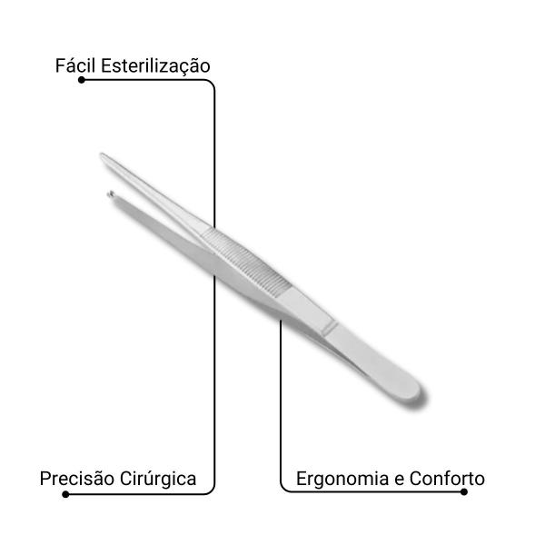 Imagem de Pinça Anatômica Dente de Rato 20cm Aço Inox Abc Instrumentos