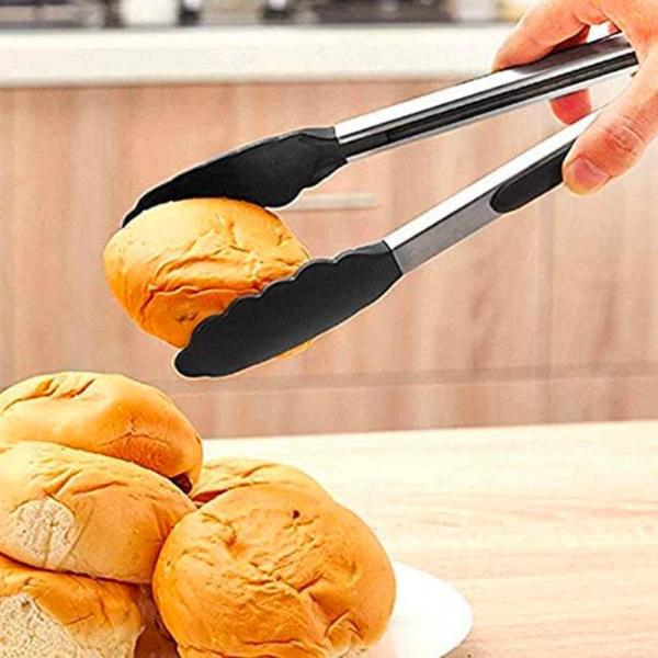 Imagem de Pinça Pegador Culinário Cozinha Silicone 30cm Multiuso Inox Fritura Salada Churrasco Carne Macarrão Comida Massas