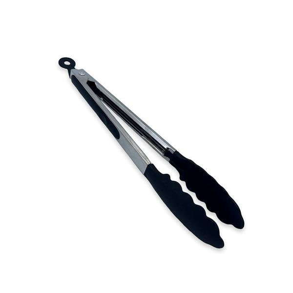 Imagem de Pinça Pegador Culinário Silicone 30 Cm Multiuso Inox Fritura Pinça para Grill Pinça de Cozinha Resistente- Preto