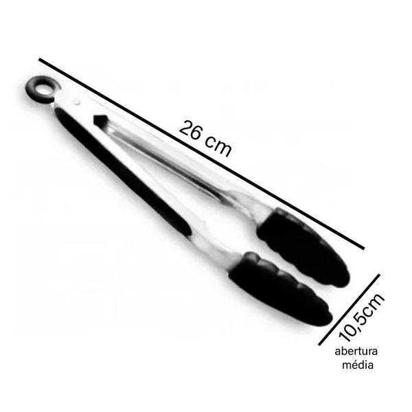 Imagem de Pinça Pegador Multiuso Silicone Preto 26cm Utensilio Cozinha