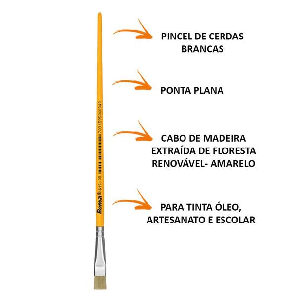 Imagem de Pincel 615 Plano Branco N.08 Roma