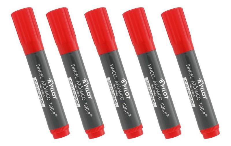 Pincel Atômico Permanente Canetão Pilot Vermelho Kit 5 Imagem de Pincel Atômico Permanente Canetão Pilot Vermelho Kit 5