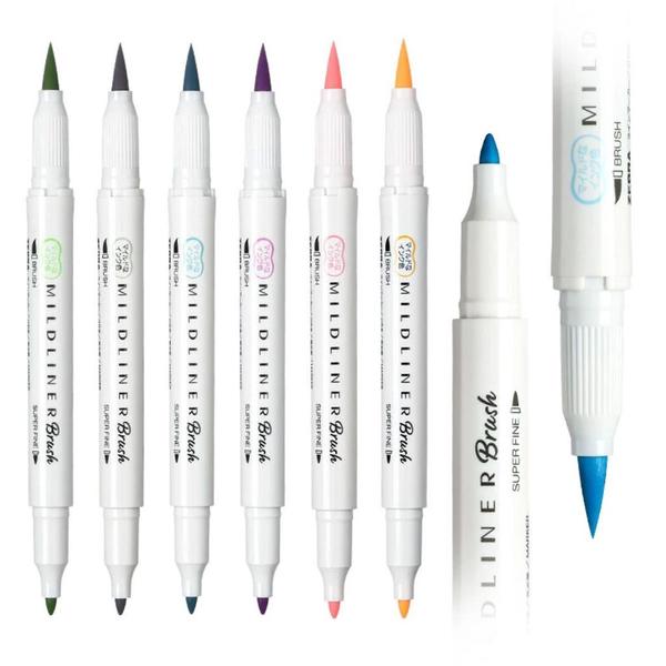 Imagem de Pincel Hidrocor Brush Mildliner ZEBRA Ponta Dupla 25 Cores