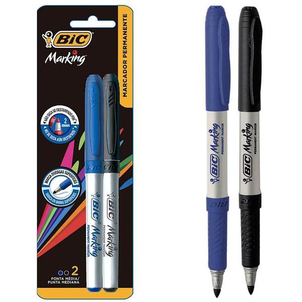 Imagem de Pincel Marcador Permanente 1.1 mm Azul/Preto Com Grip BIC