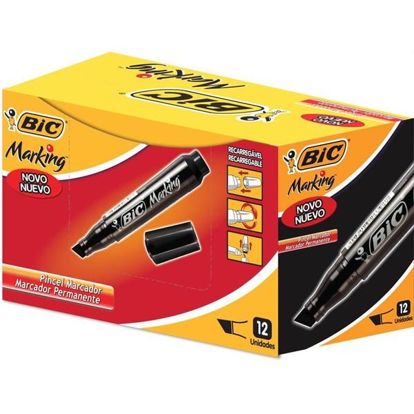 Imagem de Pincel marcador permanente marking recarregavel preto bic