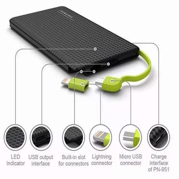 Imagem de Pineng Power Bank Original Universal  Pn-951 Slim 10.000 Mah