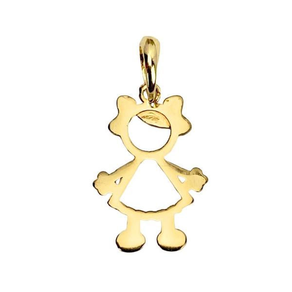 Imagem de Pingente Menina Com Laço Vado 2Cm Em Ouro 18K