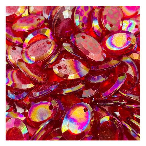 Imagem de Pingente Oval Acrílico Rosa Irisada 100pçs 13x18mm Transparente 50g