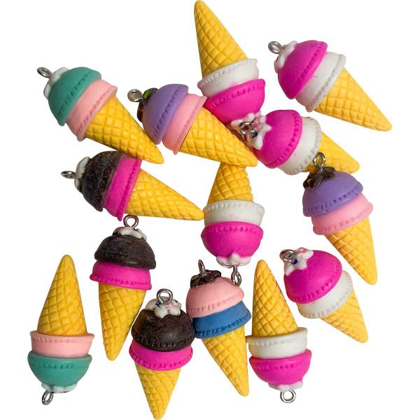 Pingente sorvete casquinha monte crie bijuterias divertidas pulseiras colar chaveiro 20 unidades - ADB ACESSORIOS PARA PATCHWORK Imagem de Pingente sorvete casquinha monte crie bijuterias divertidas pulseiras colar chaveiro 20 unidades