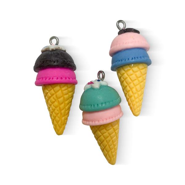 Pingente sorvete casquinha monte crie bijuterias divertidas pulseiras colar chaveiro 20 unidades - ADB ACESSORIOS PARA PATCHWORK Imagem de Pingente sorvete casquinha monte crie bijuterias divertidas pulseiras colar chaveiro 20 unidades