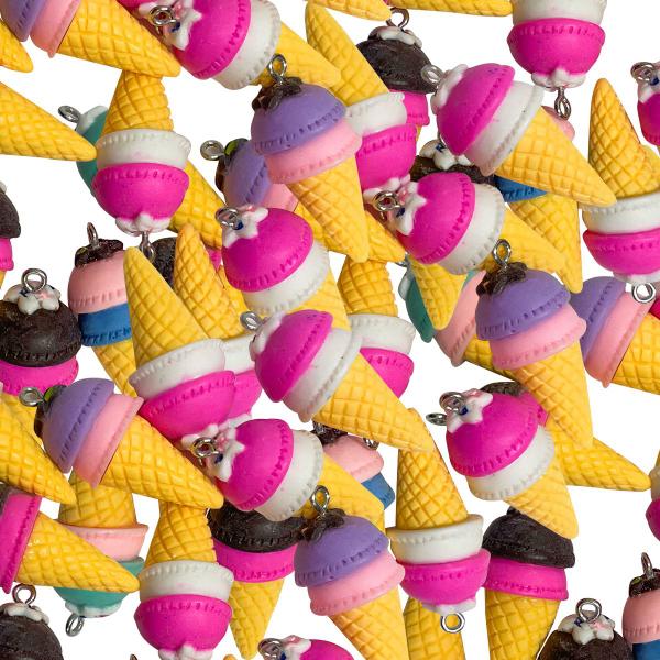 Pingente sorvete casquinha monte crie bijuterias divertidas pulseiras colar chaveiro 20 unidades - ADB ACESSORIOS PARA PATCHWORK Imagem de Pingente sorvete casquinha monte crie bijuterias divertidas pulseiras colar chaveiro 20 unidades
