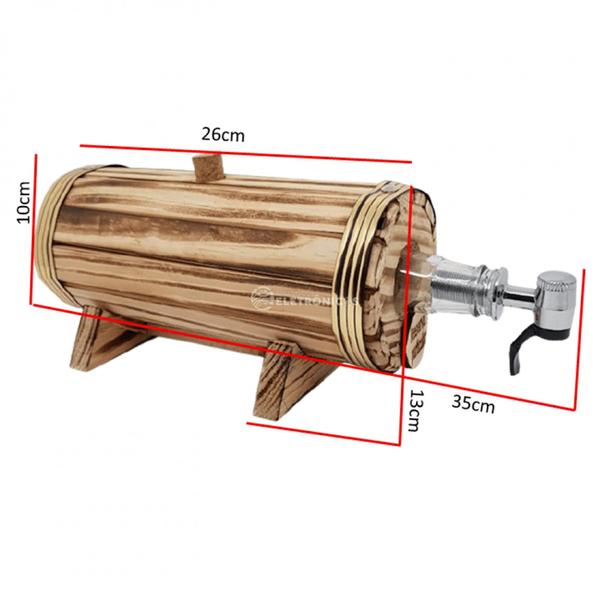 Imagem de Pingômetro Madeira Formato Barril Artesanal Para Cachaça Vinho Garrafa Vidro 1 Litro RES1L