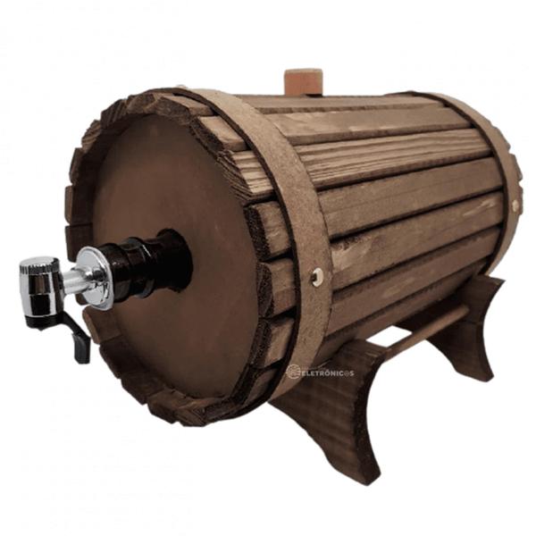 Imagem de Pingômetro Madeira Formato Barril Artesanal Para Cachaça Vinho Garrafa Vidro 5 Litro TUBAO5L