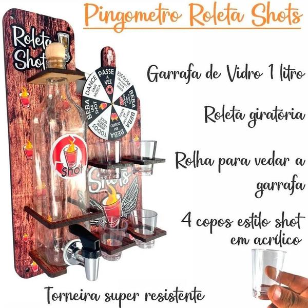 Imagem de Pingometro Rústico Com Jogo De Roleta Gira Gira Drinks Shot