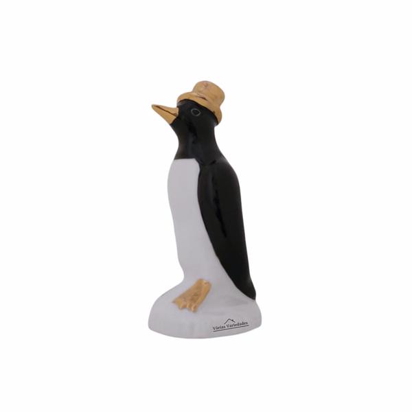 Imagem de Pinguim Decoração Geladeira Porcelana Cartola Estatueta Enfeite Casa Cozinha - Várias Variedades