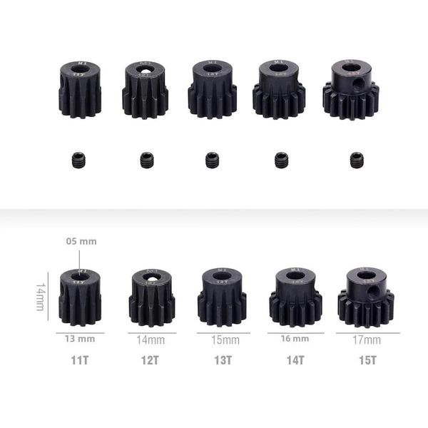 Imagem de Pinhão de Metal para Carro RC - Modelo 1/10, 1/8, 1/7 - Engrenagem de Aço 5mm (11T-30T)